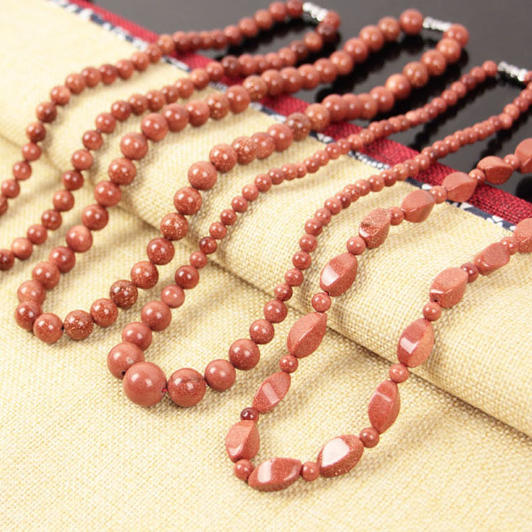 金沙石项链 金沙石塔链 多棱曲面珠项链 随形项链 圆珠直链