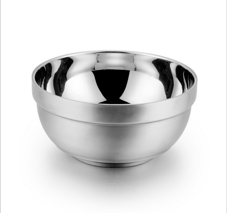 厂家直销304不锈钢白金碗隔热家用防摔饭碗礼赠品双层碗港式韩式