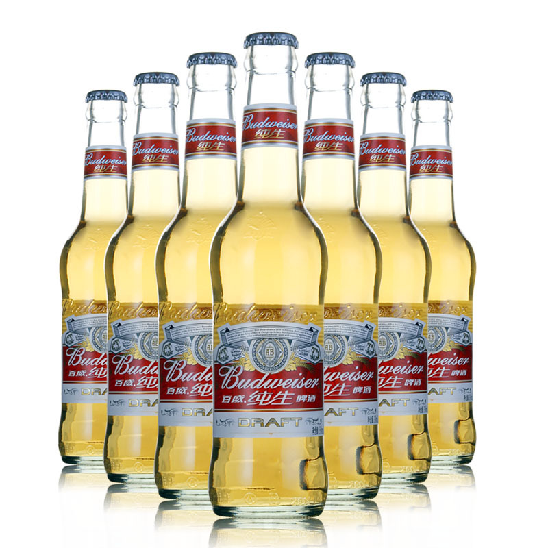budweiser百威纯生小百威啤酒瓶装330ml24瓶整箱百威英博