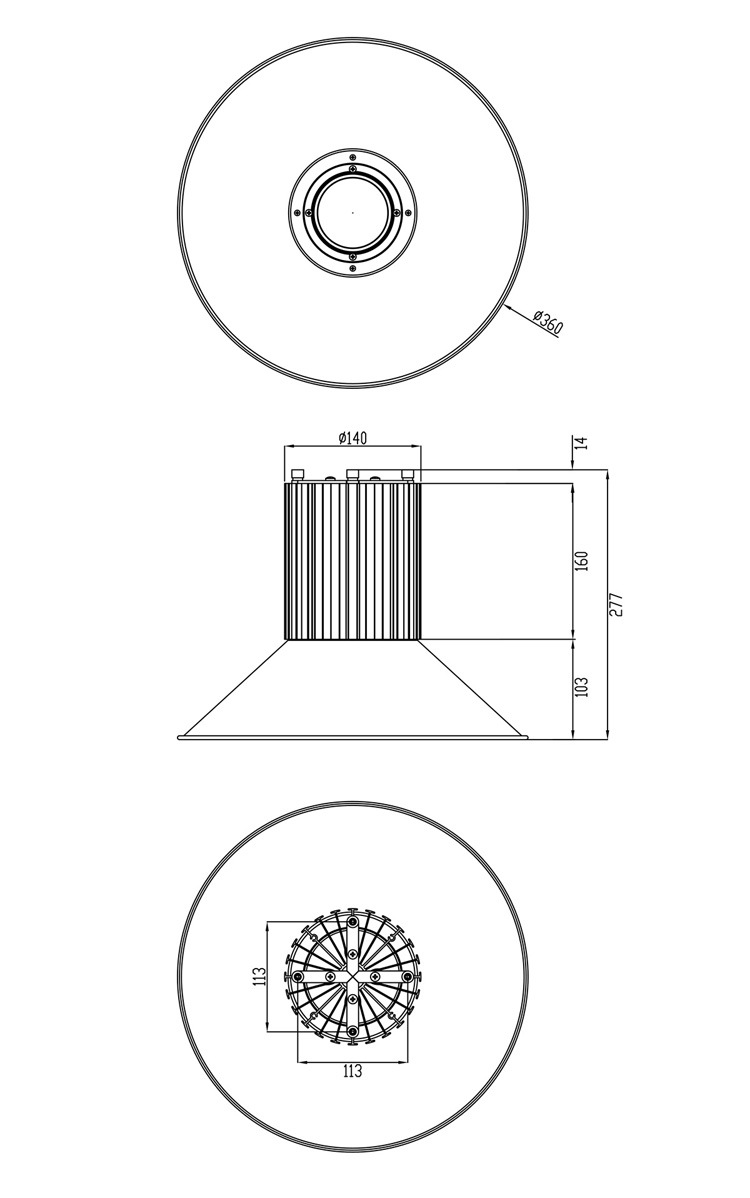 led工矿灯套件散热器灯罩电源支架100w 150w长