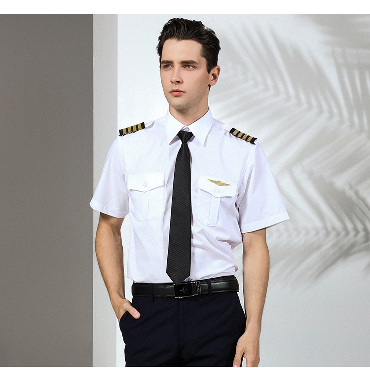 空少制服发型师衬衫男机长制服男韩版乘务员工作服飞行员情侣衬衣
