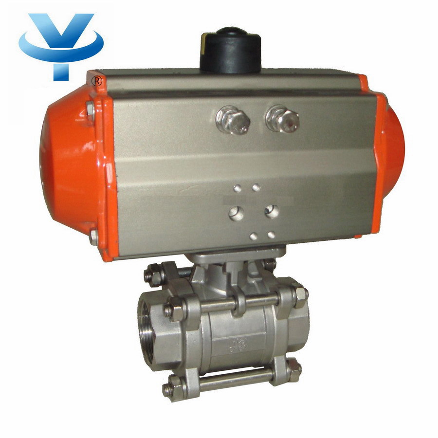 三片式气动球阀 不锈钢丝扣气动开关阀 内螺纹304气动阀