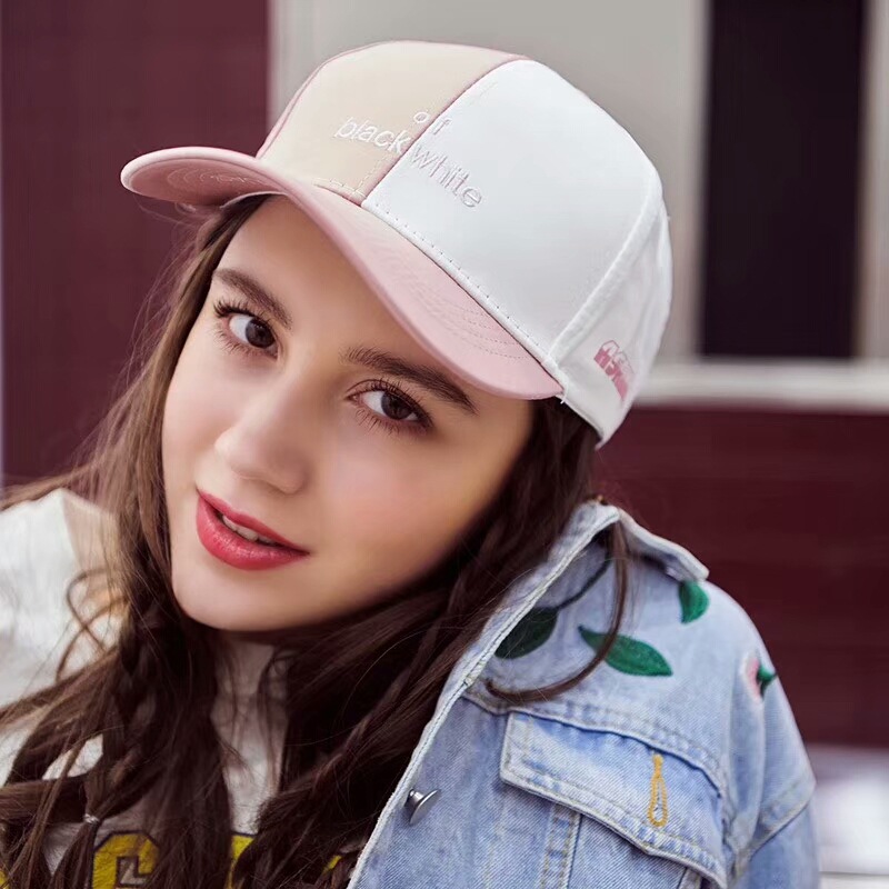 韩版拼色时尚嘻哈风鸭舌帽子长飘带春夏男女学生户外百搭棒球帽潮