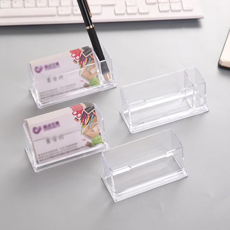 Gathering Point Stationery Acrylic Desktop Name Card Pedestal Transparent Desktop Business Card Case Storage Box Men and Women Business Business Card Holder