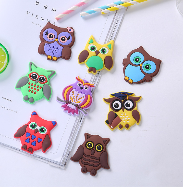 Cartoon Anime Soft Rubber Magnet Owl-Shaped Fridge Magnet Decorative Refrigerator Anime Sticker Factory Direct Sales