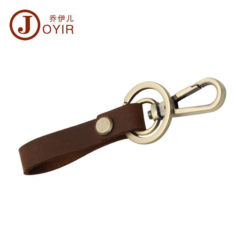 Original Cool Handmade Genuine Leather Keychain Vintage Cowhide Car Key Ring Little Creative Gifts Crafts