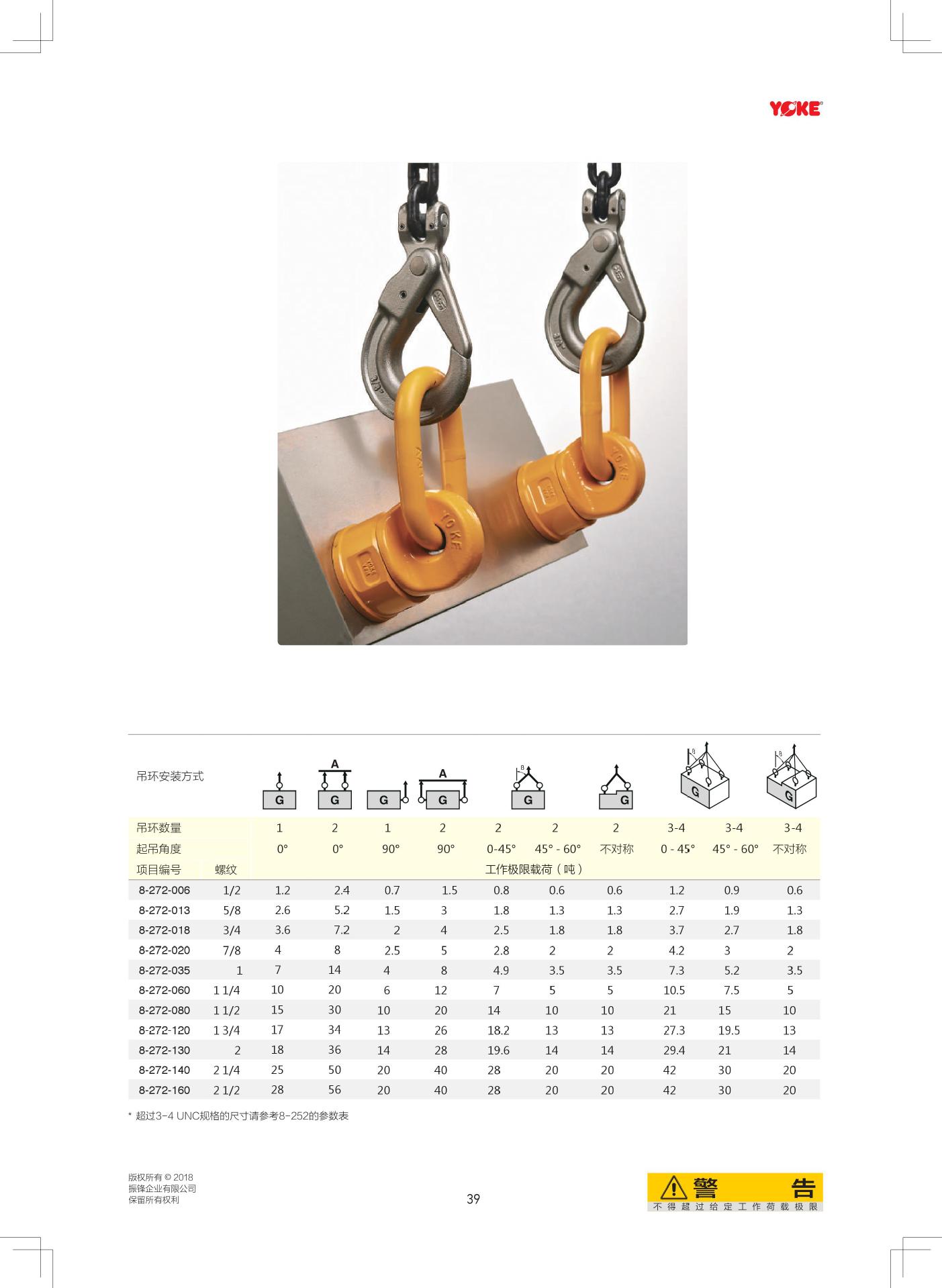 台湾yoke原装进口万向旋转吊环8-271万向吊环英制美制吊点合金钢
