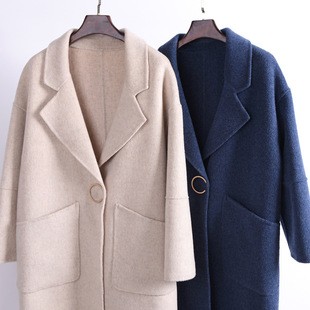2018新款阿尔巴卡羊驼绒双面呢子零羊绒大衣韩版毛呢外套女中长款