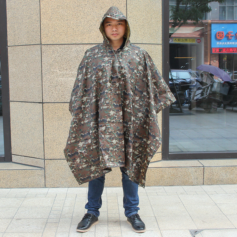 Adult Men's Fashion Outdoor Hiking Climbing Multifunctional Three-in-One Camouflage Raincoat Cloak Polyester Tent