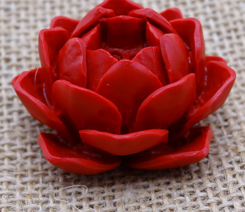 diy朱砂串珠饰品 朱砂莲花 莲花车挂配件 立体花厂家直销