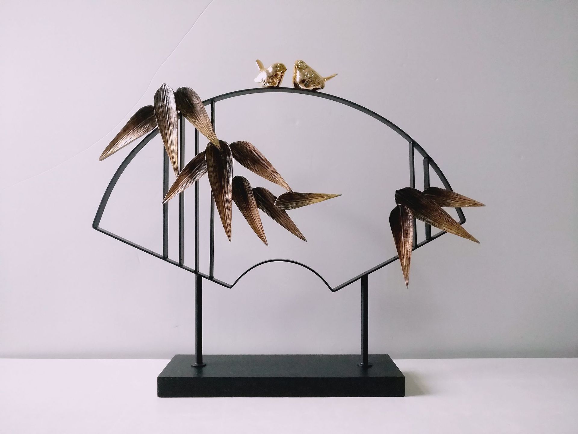 现货批发定制工艺品轩窗竹影新中式铁艺酒店会所玄关摆件家居饰品