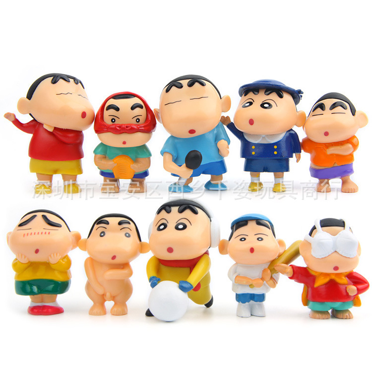 蜡笔小新精装公仔摆件手办模型蛋糕装饰玩偶10款全套礼物礼品