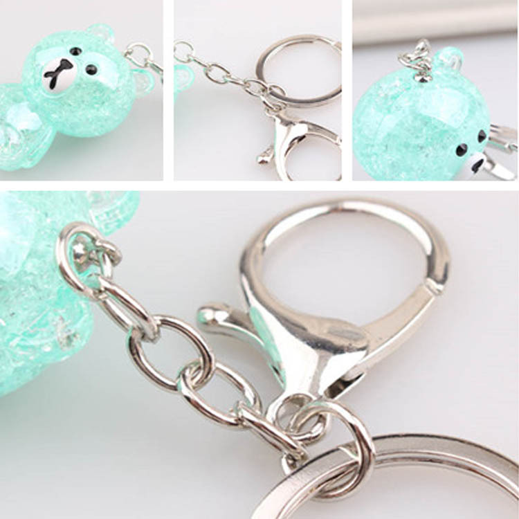 亚克力树脂钥匙扣 果冻色冰裂熊挂件创意小礼品钥匙配饰汽车挂件