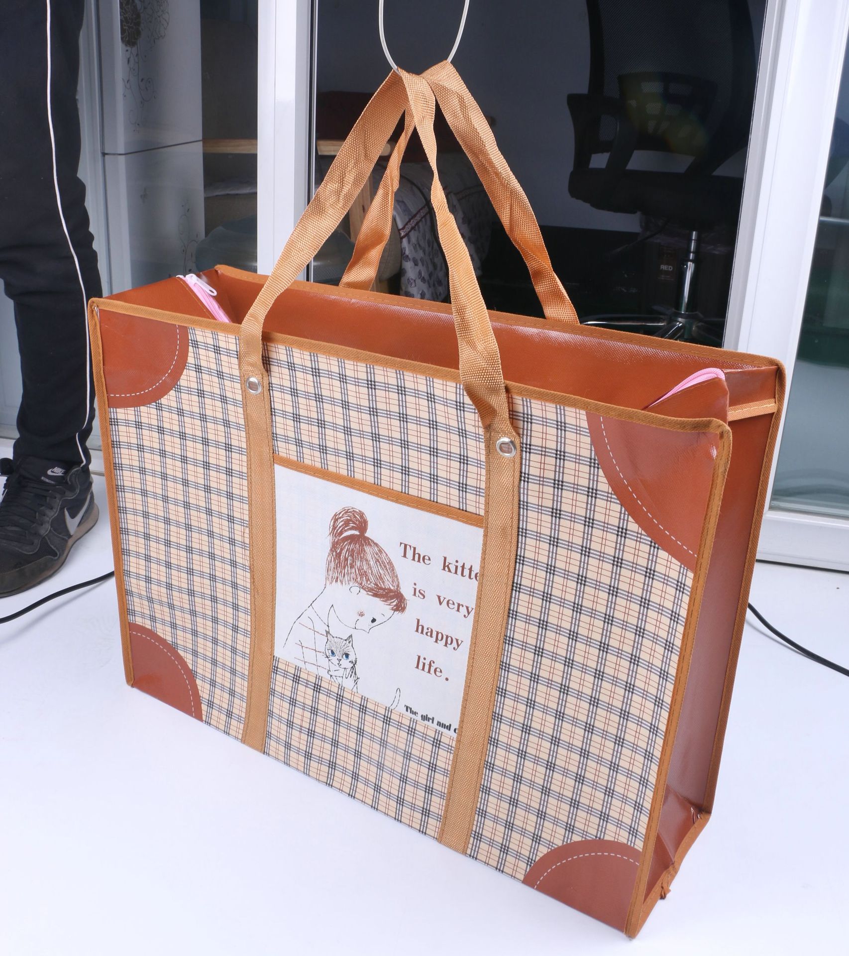 现货塑胶格子袋加厚编织袋搬家打包防水袋牛津布袋收纳袋批发