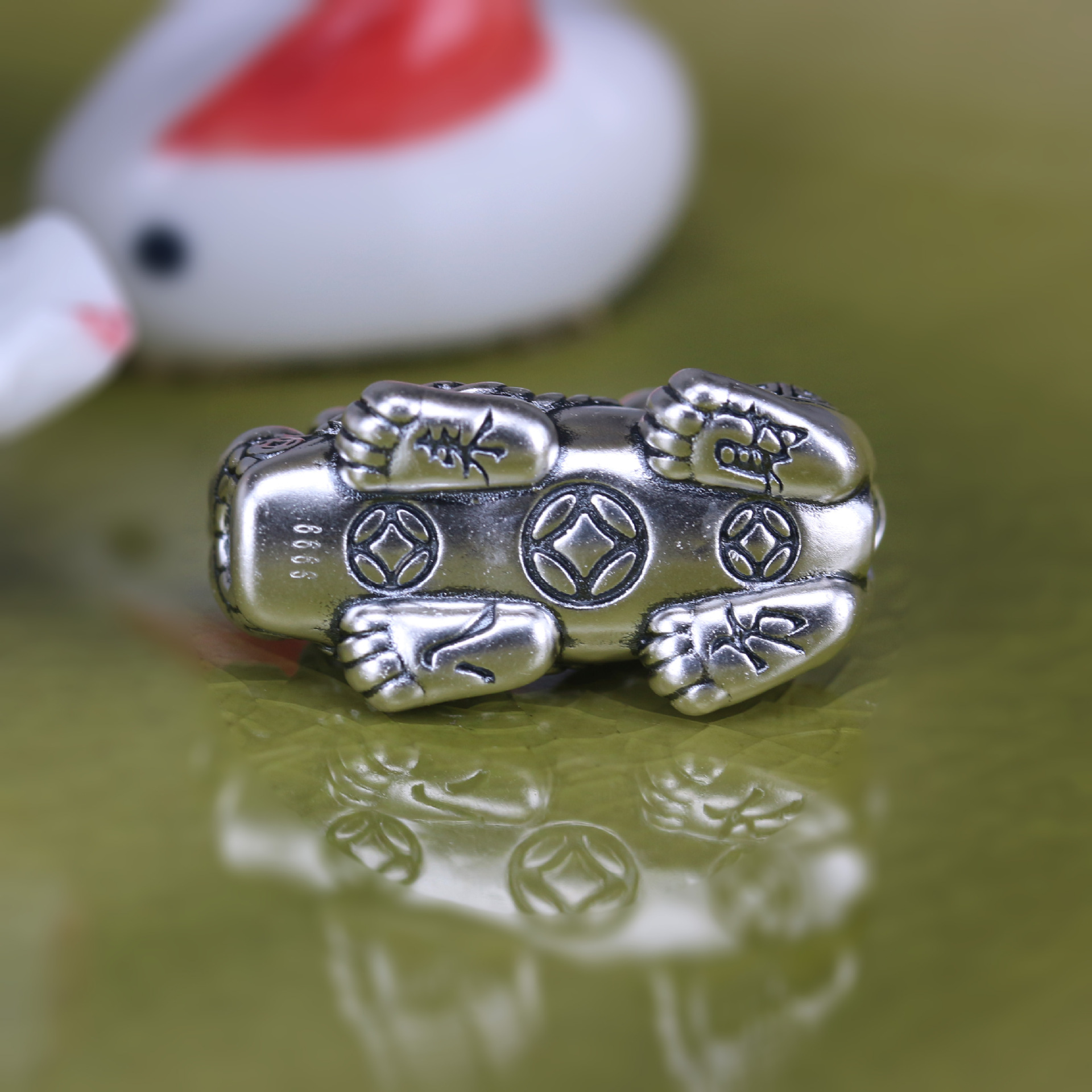 新款3d硬银财运貔貅 999纯银复古风八方来财贵气貔貅 手串配饰珠