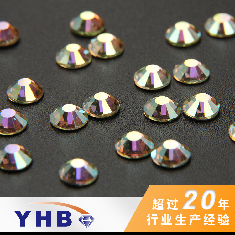 Yhb Specializes in Producing Clothing Accessories Colorful Crystals Light Yellow Satin Color round Magic Color AB DIY Ornament Accessories Glass Drill