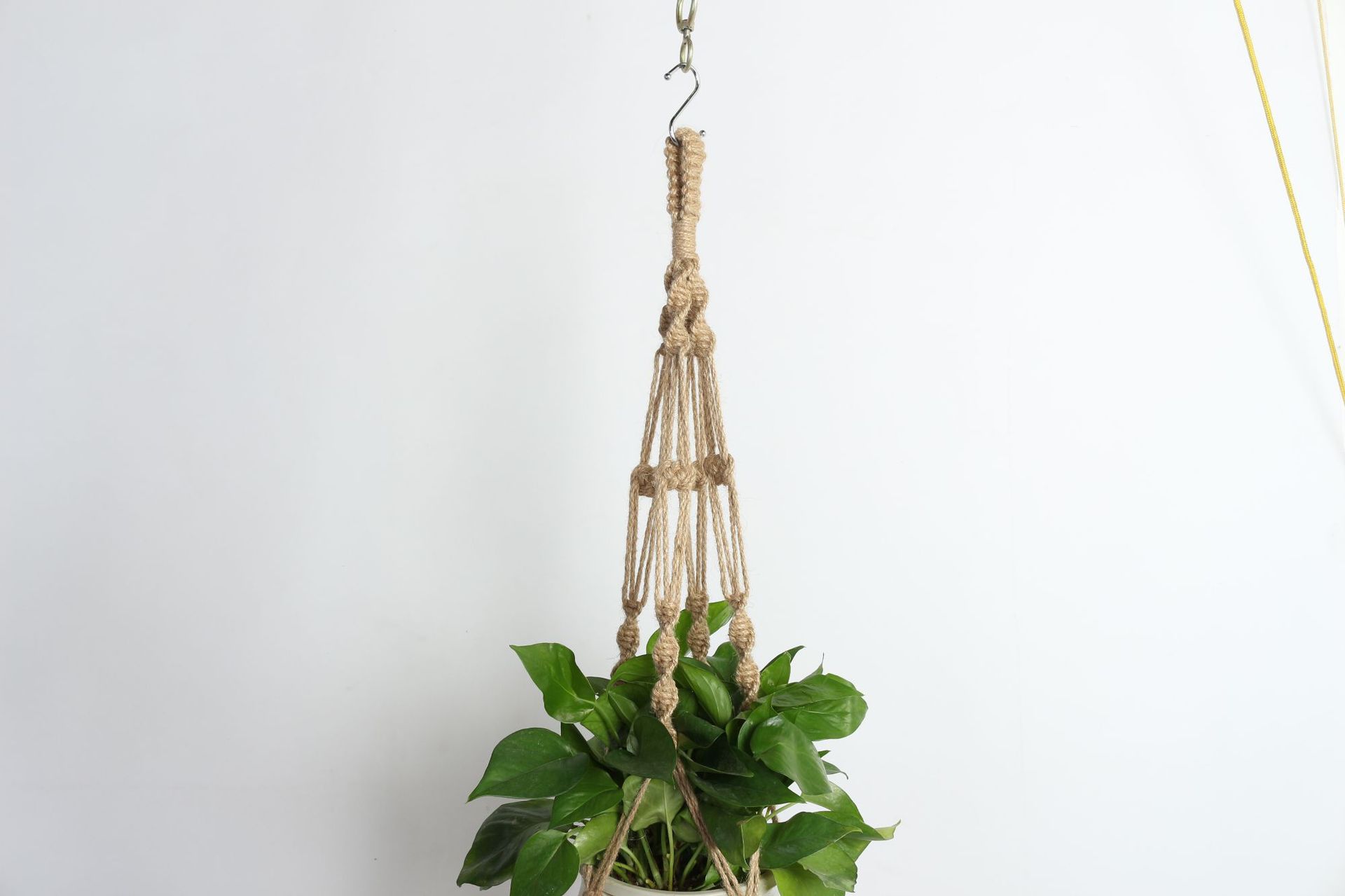 园艺绿化麻绳款壁挂吊盆式居家摆饰 手工编织麻绳吊篮花盆