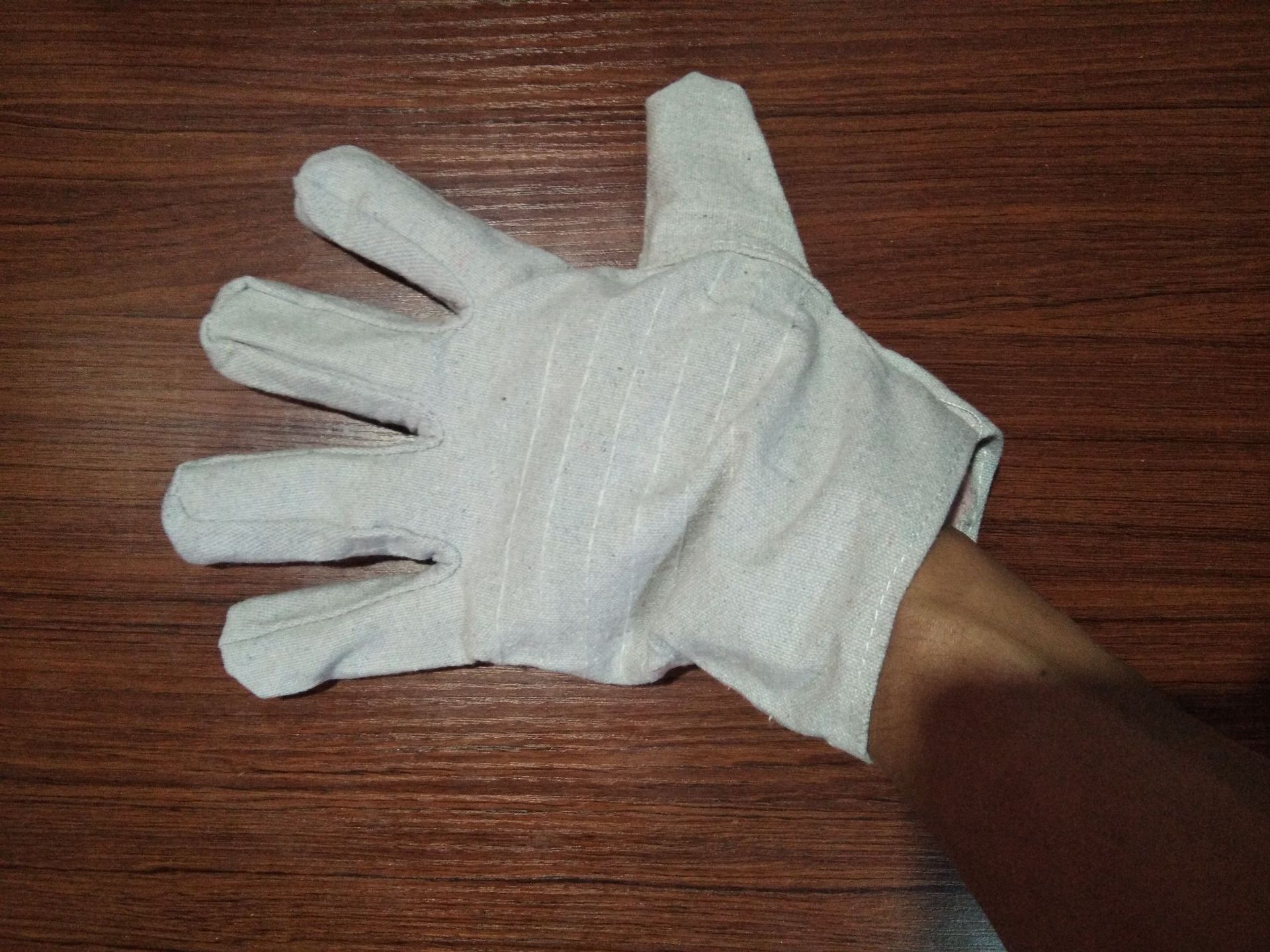 黄甲双层5道线帆布手套