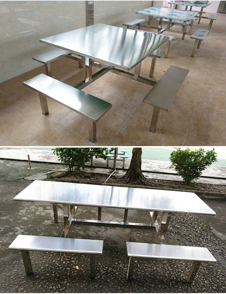不锈钢餐桌椅 定制 学校学生员工公司食堂餐厅连体食堂餐桌椅组合