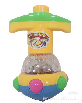 供应 上链灯光音乐飞船陀螺 ufo闪光陀螺地球仪陀螺玩具