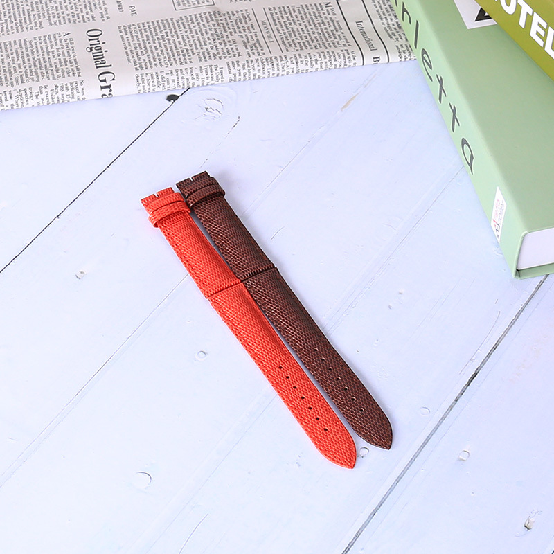 时尚透气新款牛皮表带 半卜芯车线带打孔带 手表带配件10mm至24mm