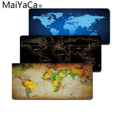 maiyaca 外贸地图矩形大号鼠标垫锁边欧美电竞创意办公防滑键盘垫