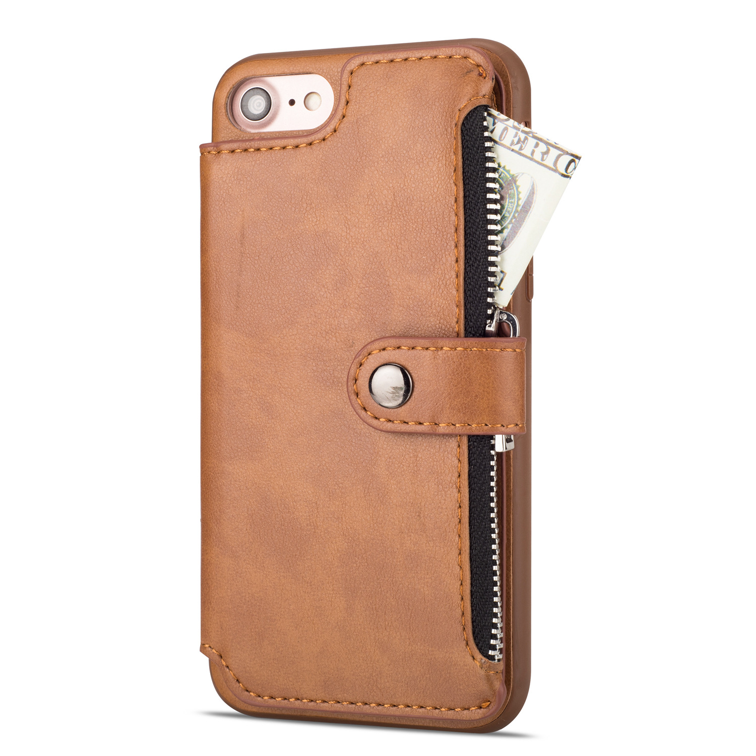 适用iphone11手机壳手机壳皮套苹果7/8p翻盖式二合一拉链钱包皮套