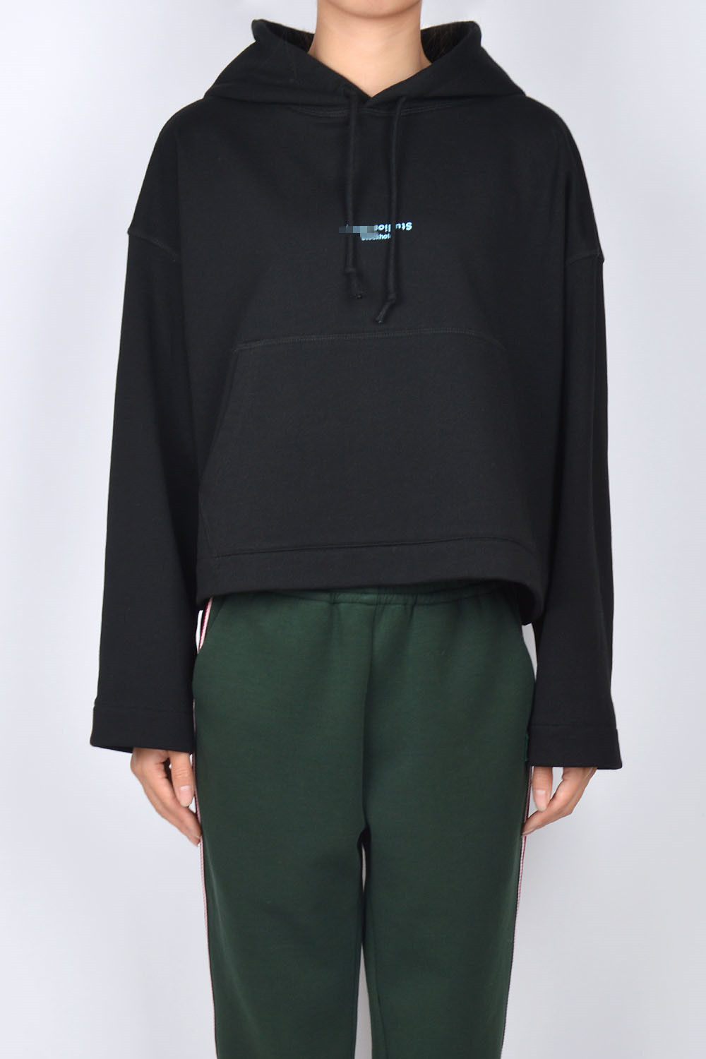 丽朵服饰高级定制2018ac黑白糖果粉全棉毛圈面料阔形连帽卫衣帽衫