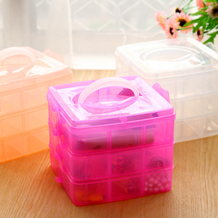 Small Three-Layer Storage Box Creative Detachable Plastic Case Small Items Ornament 18 Grid Desktop Storage Box Jewelry Box