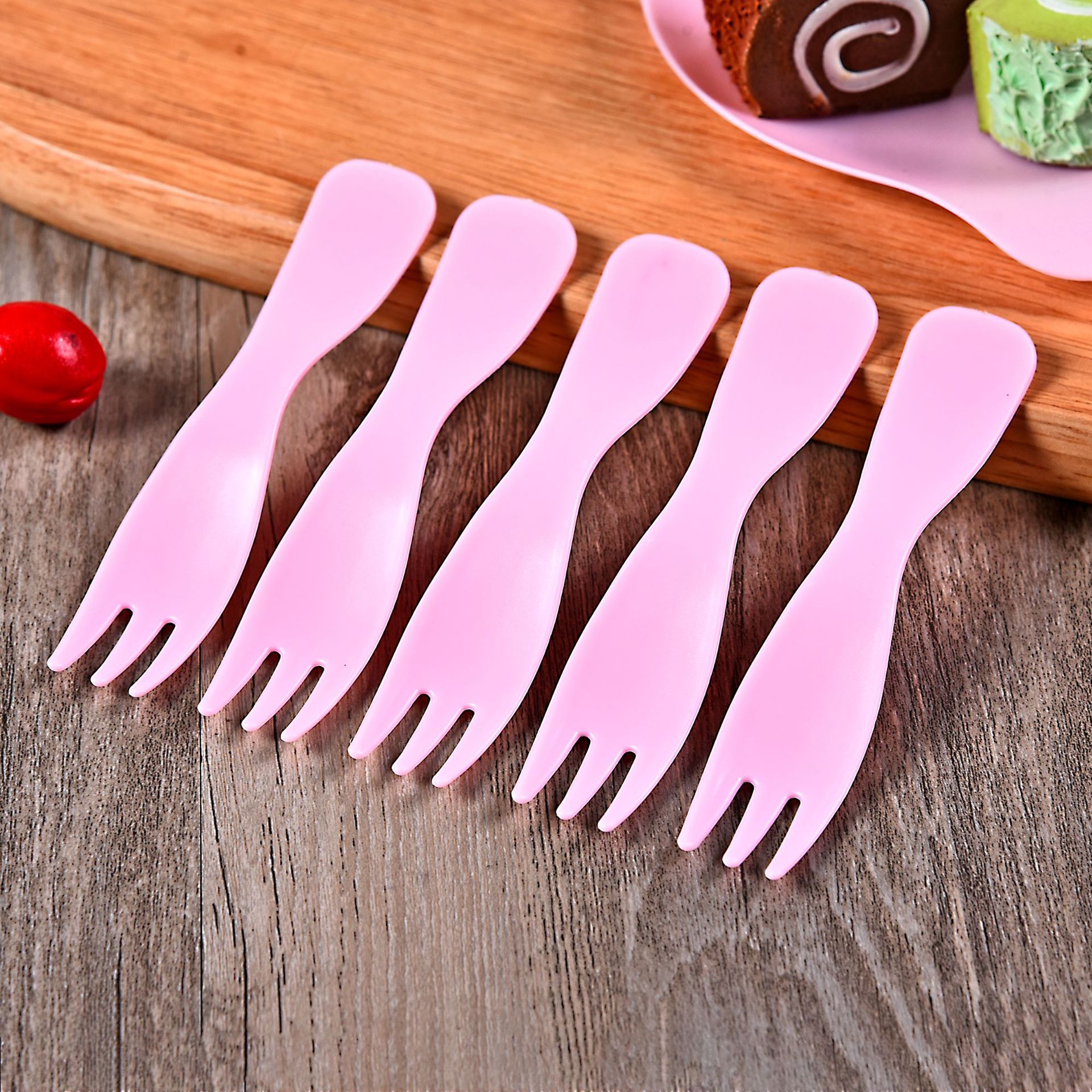 独立包装一次性塑料叉生日蛋糕水果叉波浪叉子餐具烘焙用品西点叉