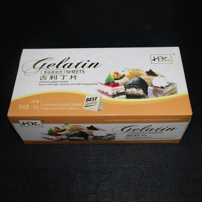 厂家直销 食品添加剂吉利丁片明胶片1kg400片 烘焙慕斯蛋糕 果冻