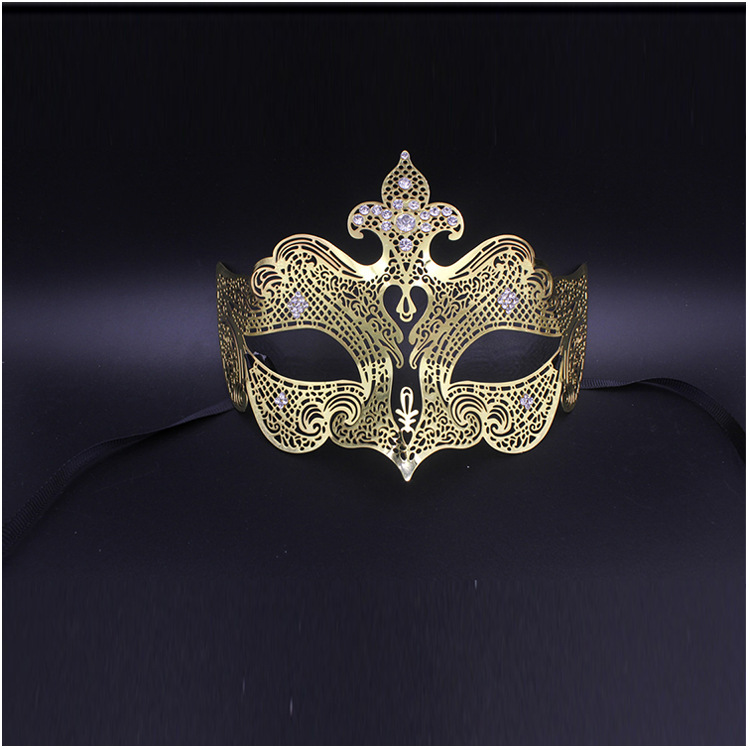 精美威尼斯金属面具批发欧美同款豪华金银色高端水钻舞会派对用品