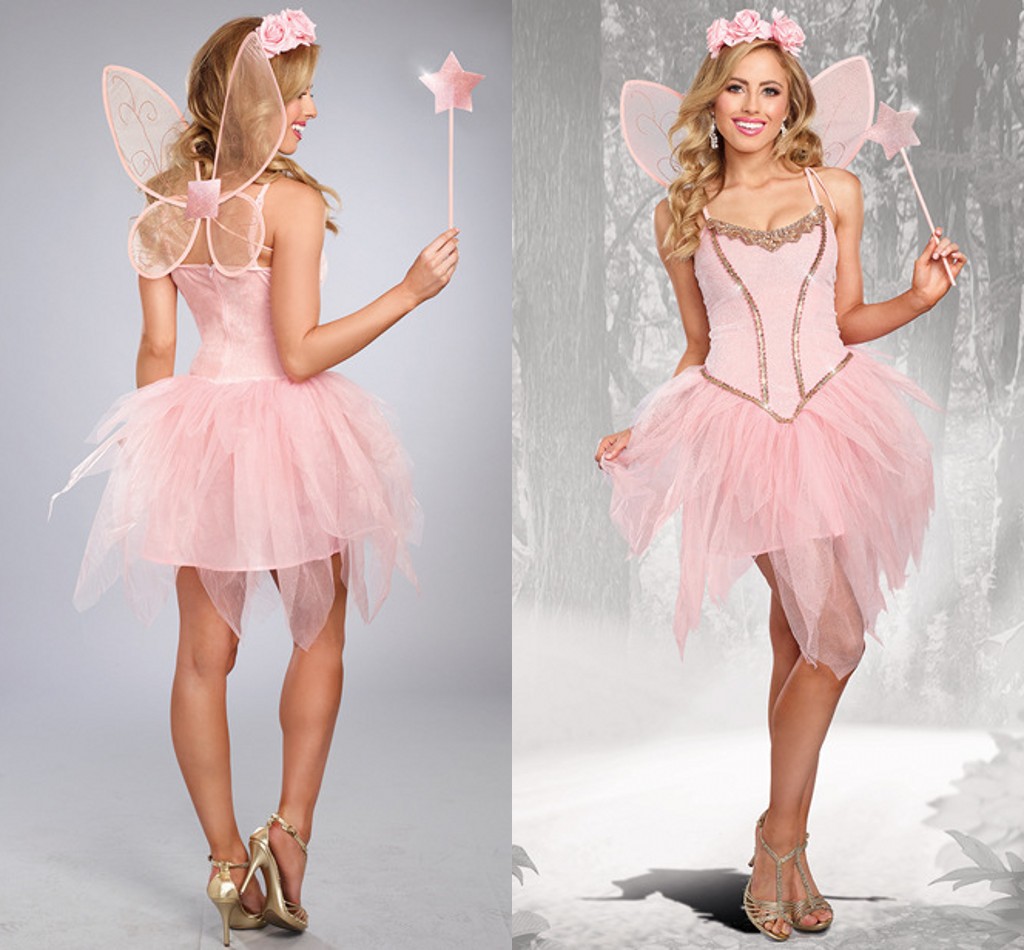 万圣节cos服装森林粉色精灵花仙子公主天使服装带翅膀ds演出服