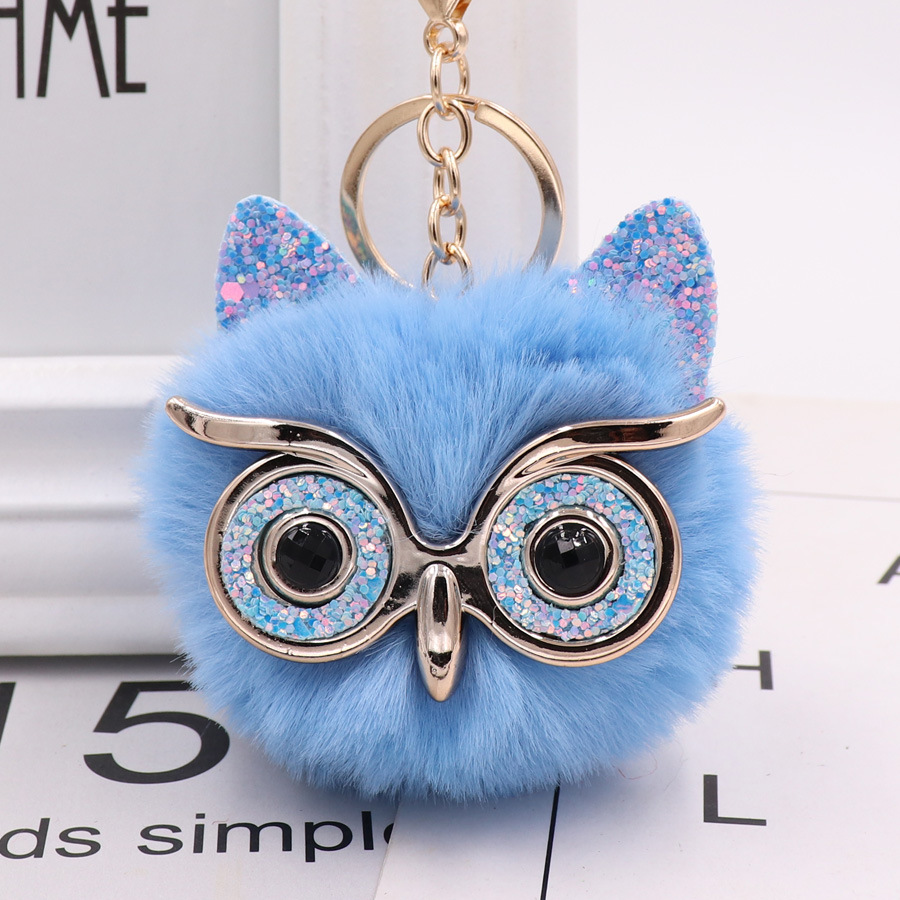 Gretel Owl Plush Key Chain Imitation Rabbit Fur Ball Bag Package Pendant Fur Automobile Hanging Ornament Factory Wholesale