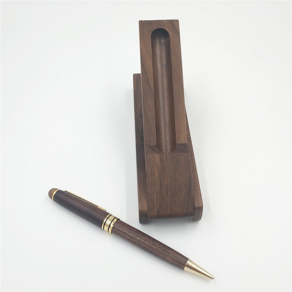 胡桃木中性笔套装 木质笔套装 文具礼品刻字定制 天然原木色