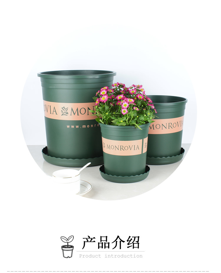 厂家直销加仑花盆 园艺室内外用盆1/2/3/5/7超大容量军绿色加仑盆