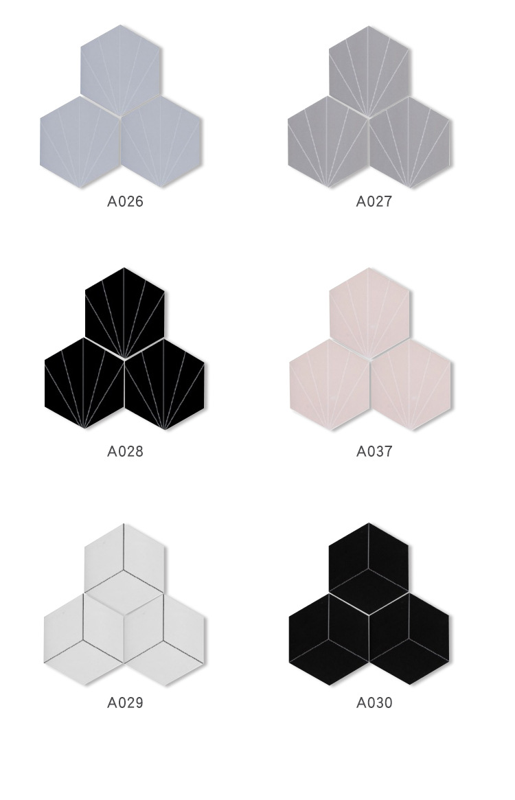 六角砖200x230x115彩色几何拼图地砖厨房菱形个性墙砖卫生间瓷砖
