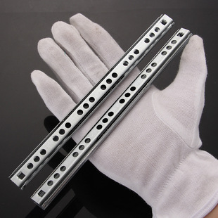 17mm二节抽屉滑轨钢珠双拉侧装导轨 静音迷你双向道轨厚0.8mm批发