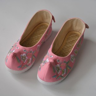 中国风翘头汉服鞋休闲刺绣弓鞋古代戏剧演出鞋民族风麻垫绣花鞋