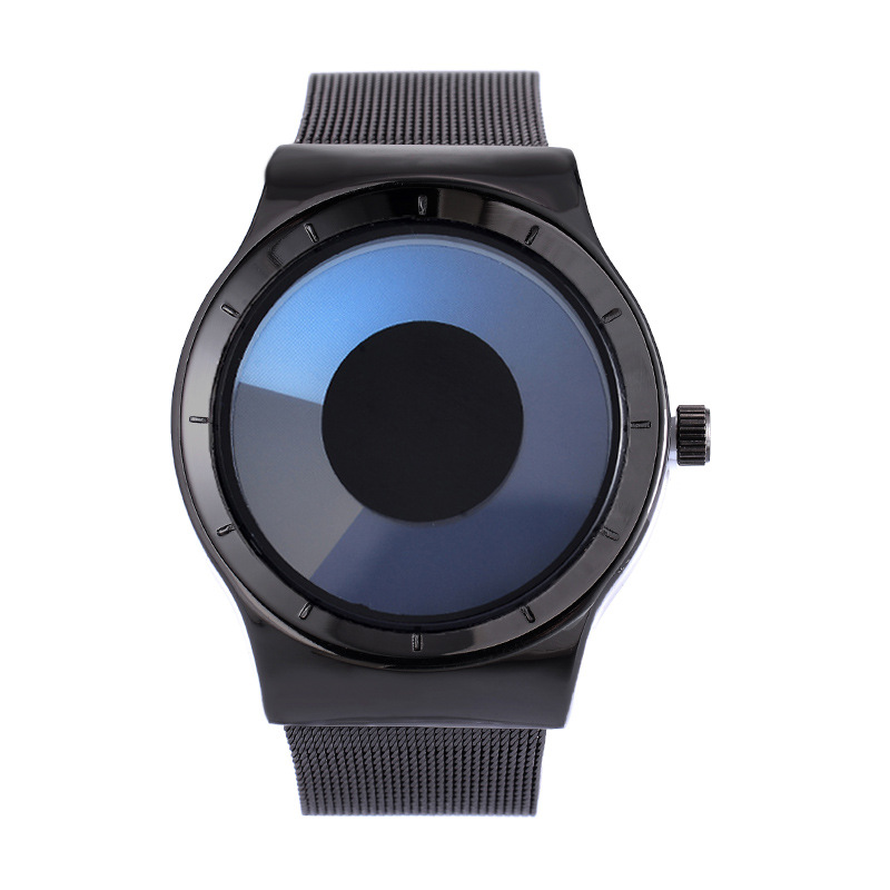 创意漩涡新概念欧美男士手表 潮流无指针大表盘防水网带女士手表