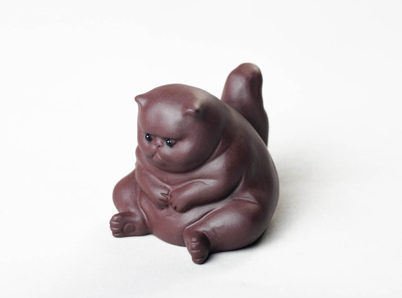 厂家宜兴紫砂茶宠猫摆件生气猫雕塑工艺品装饰茶桌功夫茶具可养