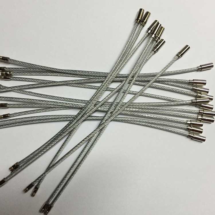 0*17cm 包胶环保钢丝锁扣 不锈钢行李牌钢丝环 钢丝绳钥匙扣