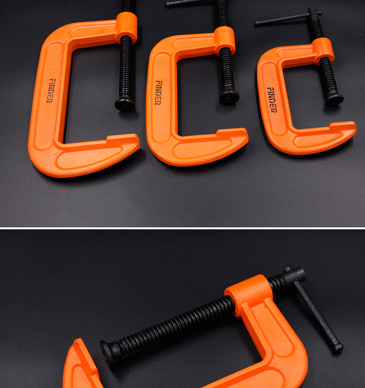 发现者重型加厚g字夹木工夹 工装夹具压紧器 c型夹定制球墨铸铁管