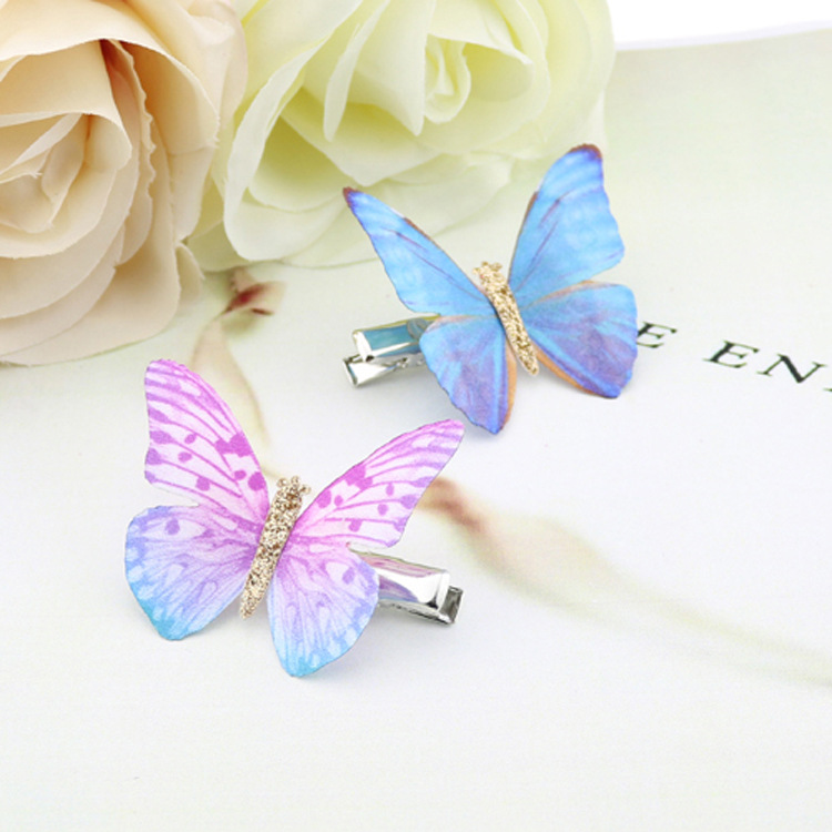SOURCE Factory Fabric Simulation Butterfly Fairy Girl Duckbill Clip Ornament DIY Bang Hairpin Ornament