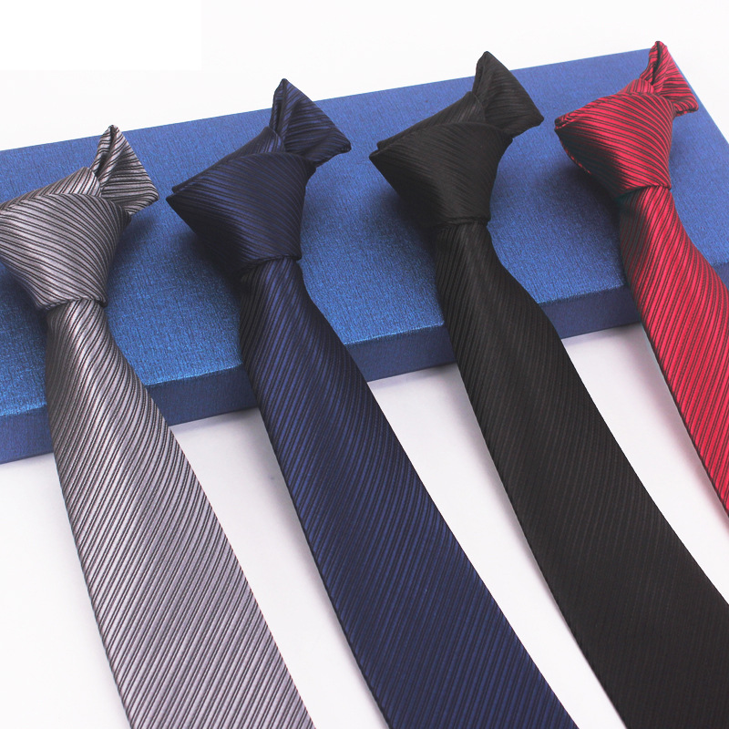 7CM涤丝提花条纹领带 男士商务正装批发黑色蓝 1200针高品质精品