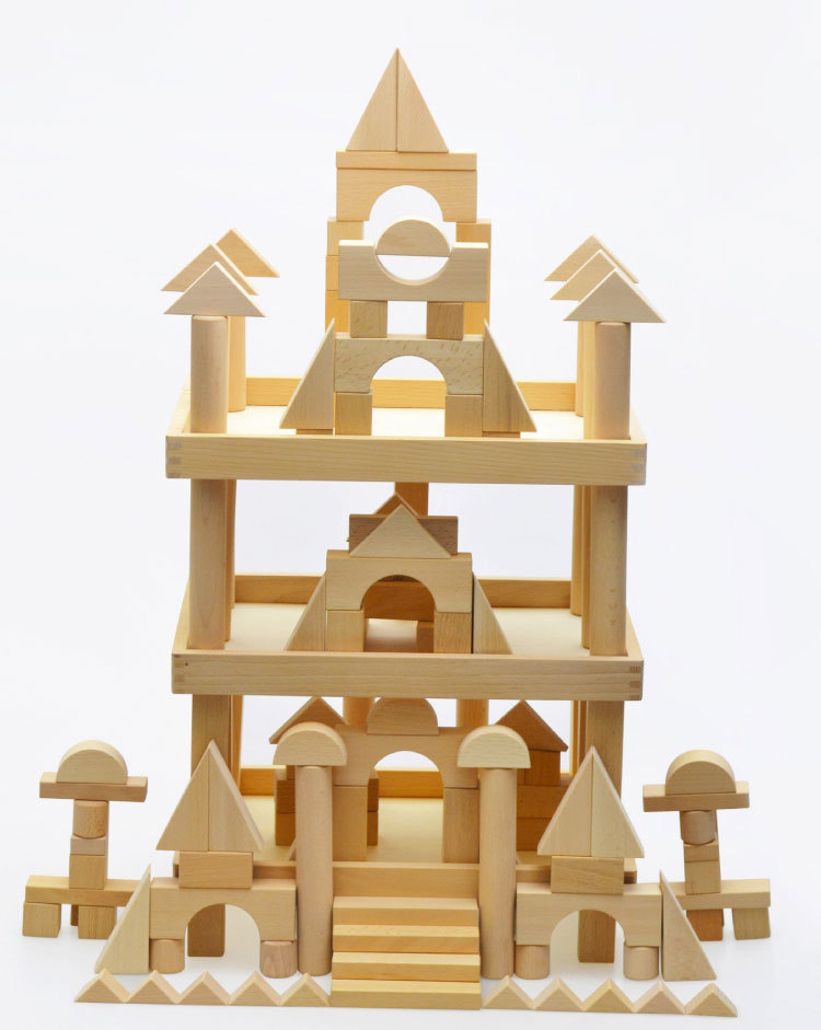 幼儿园180粒桌面积木 木质 儿童构建区实木积木早教益智玩具