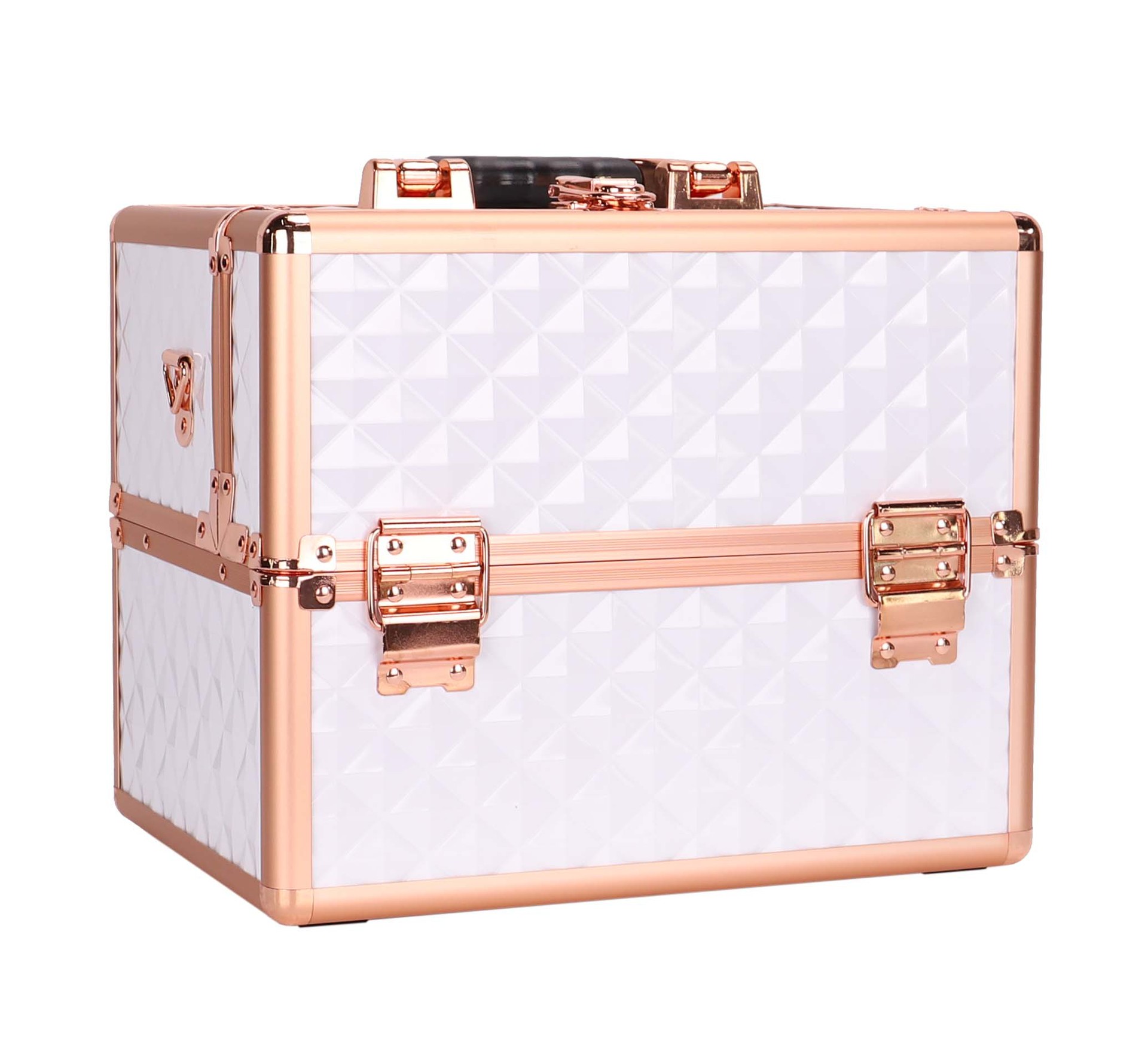 厂家直销双开大容量带锁肩带时尚手提化妆箱 美甲纹绣美容工具箱