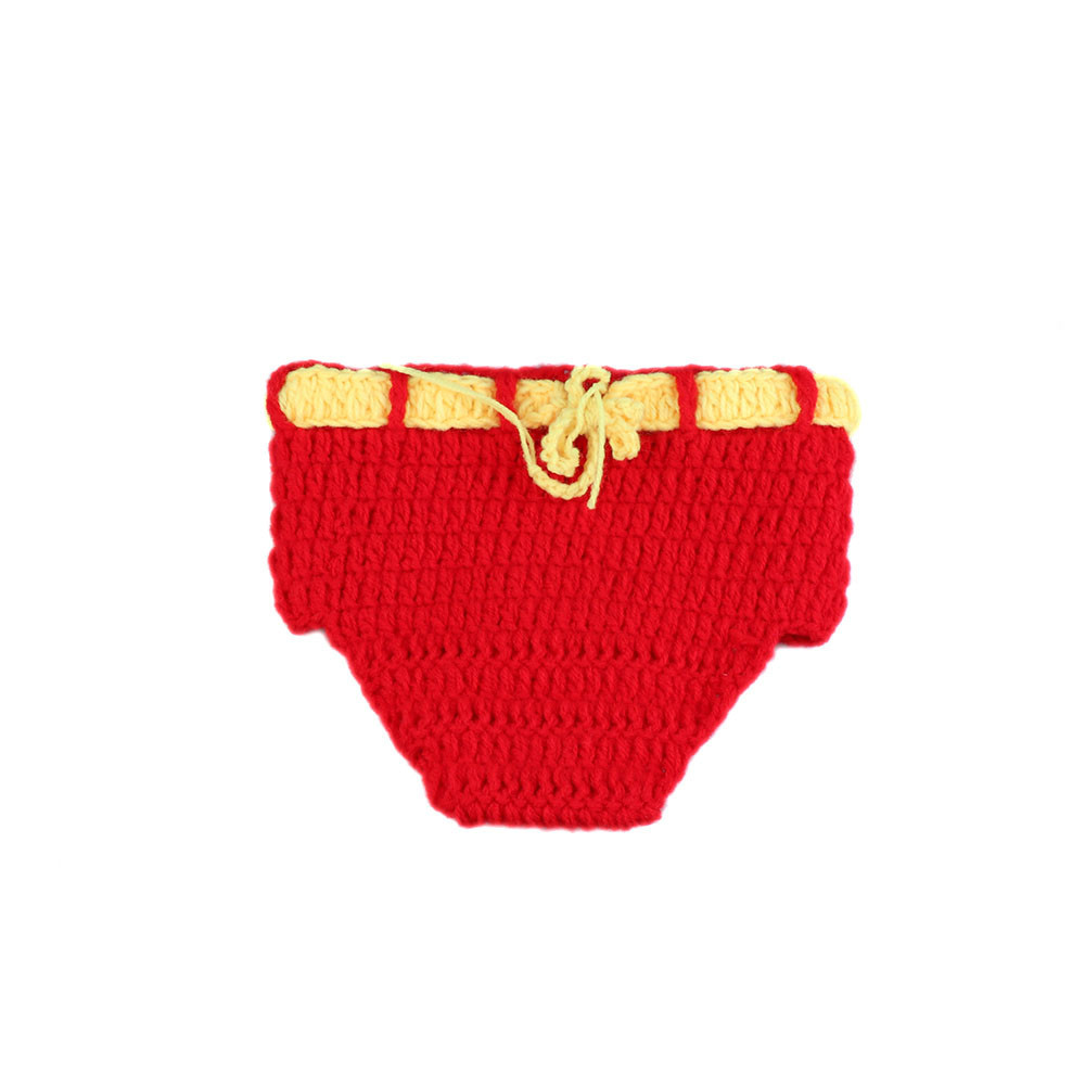 18年春季新款超人儿童手钩摄影衣服手工毛线卡通照相套装直销