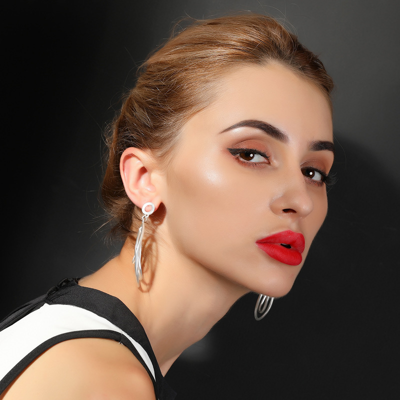 欧美时尚复古金属质感大小圆环摩登耳环简约艺术女式耳饰跨境专供