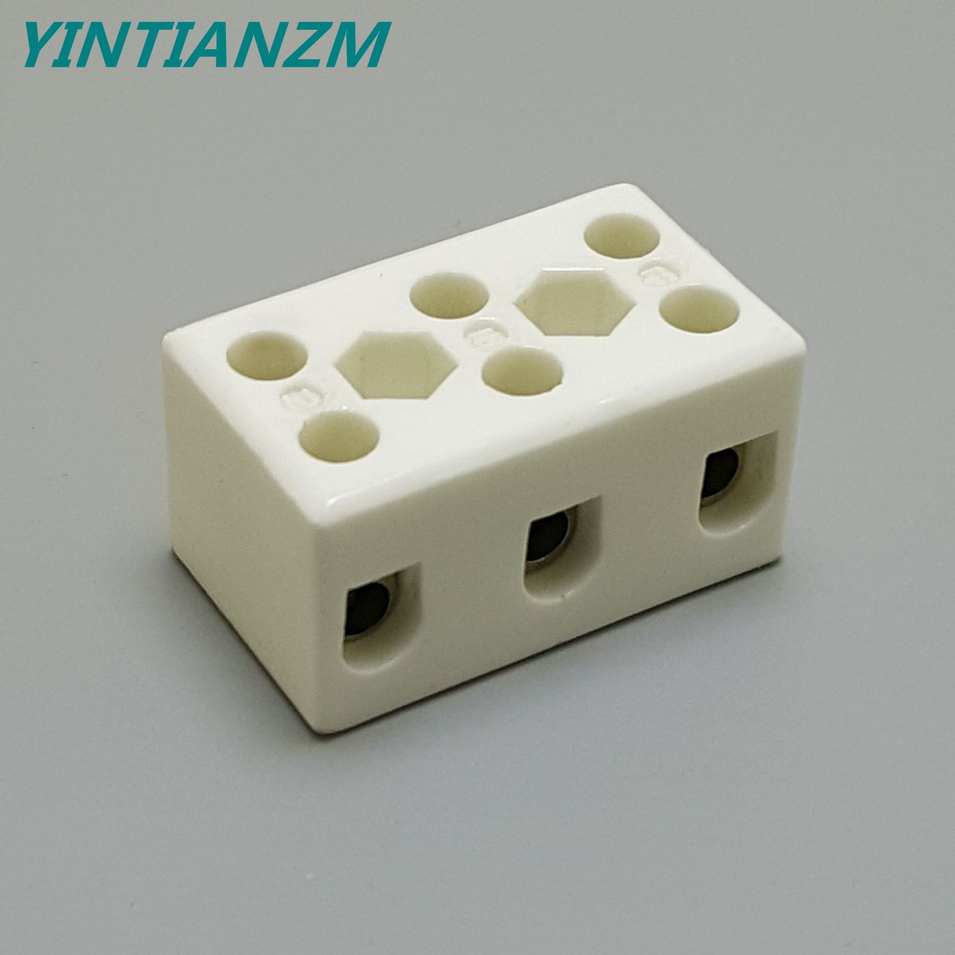 三位陶瓷端子台30a光面八筒高频陶瓷接线柱封釉耐高温陶瓷端子